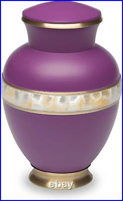 Adult Cremation Urn for Human Ashes Matte Purple Brass Cremation Urn with Moth