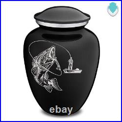 Adult Embrace Fishing Cremation Urn of Ashes Black