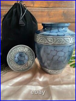 Adult Large Cremation Memorial Urn Human Ashes Lovely Large Blue FireEverlasting
