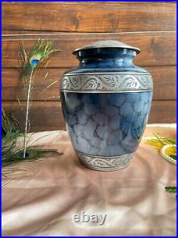Adult Large Cremation Memorial Urn Human Ashes Lovely Large Blue FireEverlasting