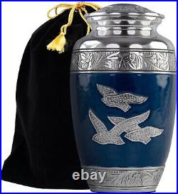 Affordable Cremation Urn 10 Blue Birds Human Ash Memorial Female/Male Urn Adult