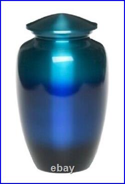 At Peace Memorials Classic Alloy Cremation Urn -Ombre Blue Adult 200 CI