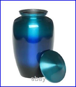 At Peace Memorials Classic Alloy Cremation Urn -Ombre Blue Adult 200 CI