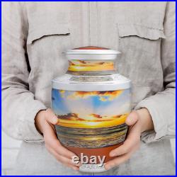 Beach Sunset Urns for Ashes Adult Male. Cremation urns Human Orange