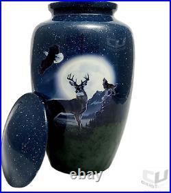 - Beautiful Deer, Eagle and Wolf with Moon Cremation Urn for Adult Human Ashes w