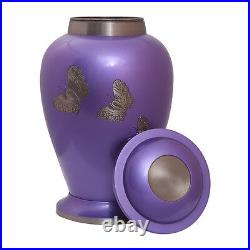 Big Vase for Ashes, Silver Accent Butterfly Adult Urn for Cremation