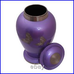 Big Vase for Ashes, Silver Accent Butterfly Adult Urn for Cremation