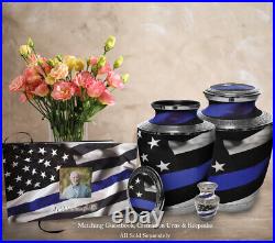 Blue Line Flag Police Cremation Urn, Cremation Urns Adult, Urns for Human Ashes