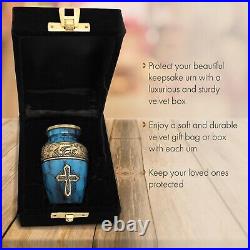 Blue Love of Christ Cremation Urn, Cremation Urn Small, Urns for Human Ashes