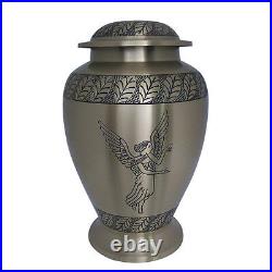 Classic Angel Engraved Large Metal Adult Memorial Brass Urn for Ashes