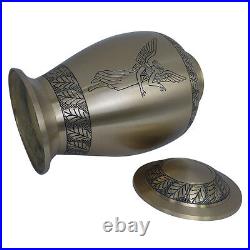 Classic Angel Engraved Large Metal Adult Memorial Brass Urn for Ashes