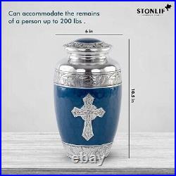 Cremation Urn 10 Handcraft Blue Memorial Funeral For Adult Niche or Columbarium