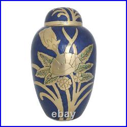 Dome Top Floral Brass Embossed Big Urn Ashes Adult