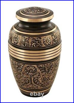 Elegant Aura Black & Gold Adult Cremation Urn + Free Shipping