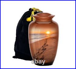 Footprints Urn, Footprints Cremation Urn for Ashes, Hand Painted Adult Beach