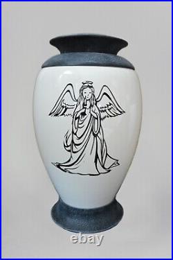 Glass Art Adult Cremation urn for Ashes, Unique Funeral urn Memorial White urn