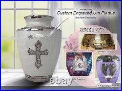 Glory White Cross Cremation Urn, Cremation Urns Adult, Urns for Human Ashes