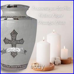 Glory White Cross Cremation Urn, Cremation Urns Adult, Urns for Human Ashes