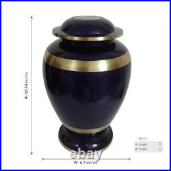 Gold Band Violet Adult Memorial Urn for Cremation Ashes