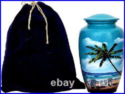 HLC URNS Beach Blue Cremation Urn for Human Ashes Adult Lovely