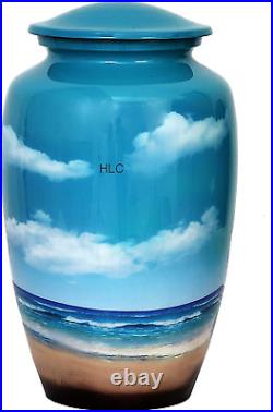 HLC URNS Beach Blue Cremation Urn for Human Ashes Adult Lovely