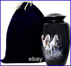 HLC URNS Lovely White King Horse Cremation Urn for Human Ashes Adult