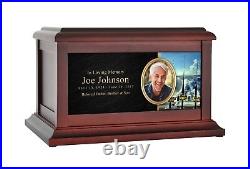 Large/Adult 200 Cubic Inches Marine Corps War Memorial Wood Photo Cremation Urn