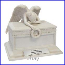 Large/Adult 200 Cubic Inches White Crying Angel Resin Funeral Cremation Urn