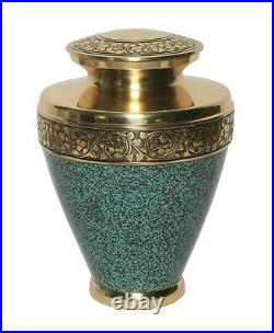 Large/Adult 210 Cubic Inches Green Patina Brass Funeral Cremation Urn for Ashes