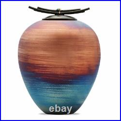 Large/Adult 210 Cubic Inches Raku Earth Monument Funeral Cremation Urn for Ashes