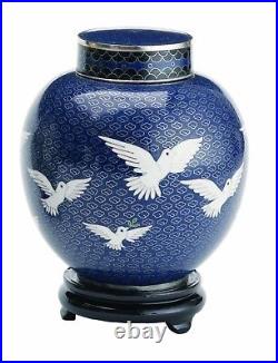 Large/Adult 210 cubic inches Dove Cloisonne Cremation Urn for Ashes with Birds