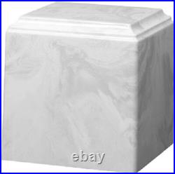 Large/Adult 280 Cubic Inch White Carrera Cultured Marble Cube Cremation Urn