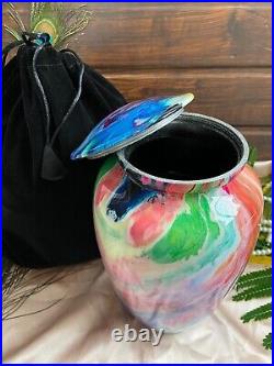Large Cremation Urn, Urns for Human Ashes Tie Dye Urn, Rainbow urn, Colorful urn