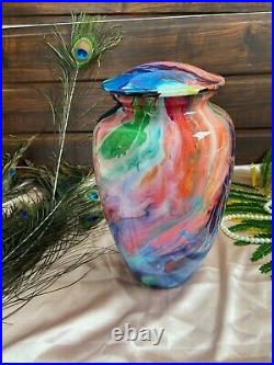 Large Cremation Urn, Urns for Human Ashes Tie Dye Urn, Rainbow urn, Colorful urn