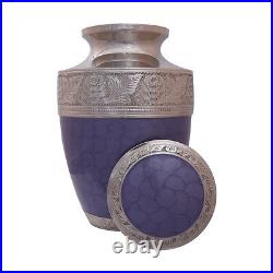 Large Purple Urn, Nickel Embossed Adult Funeral Urn for Ashes