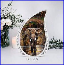 Large Urn 10 Elephant Cremation Urn Ornamented For Adult Ashes Collectible Urn