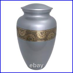 Large Urn for Funeral, Silver Blue Adult Brass Cremation Urn