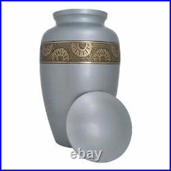 Large Urn for Funeral, Silver Blue Adult Brass Cremation Urn