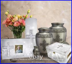 Love of Christ Silver Cremation Urns for Human Ashes Adult Large