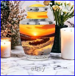 Majestic Sunset Meandering Waterway Large Cremation Urns For Adults Size 10