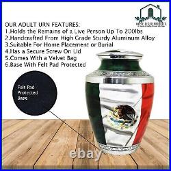 Mexican Flag Cremation Urn Cremation Urns Adult Urns for Human Ashes