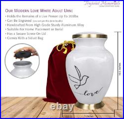 Modern Love White Large Adult Urn for Human Ashes up to 200lbs