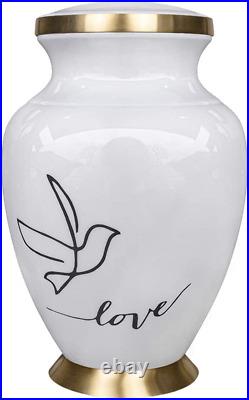 Modern Love White Large Adult Urn for Human Ashes up to 200lbs