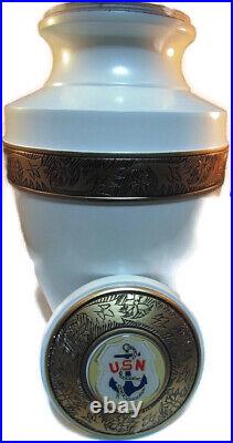 NAVY WHITE 200 adult cremation urn for ashes