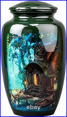 OUTRIGHT Fish and Cabin Printed Funeral Cremation Adult 250lbs, Dark Green
