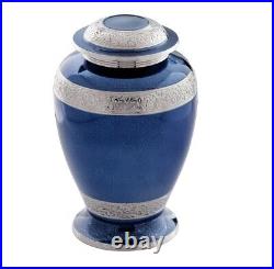 Palatinate Blue & Silver Adult Cremation Urn + Free Shipping