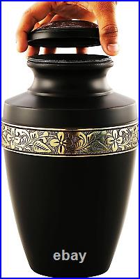 Premium Urns Cremation for Adult Handcrafted Urn, Black