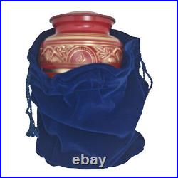 Red & Brass Hand Decorated Human Adult Urn for Ashes