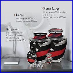 Red Line Firefighter Cremation Urn For Adult Ashes With Matching Funeral Guest B