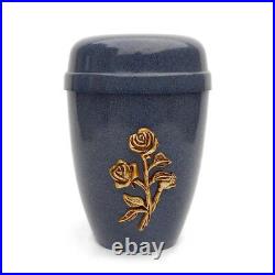 Rose Curved Blue Enamel Finish Adult Ashes Memorial Urn for Ashes
